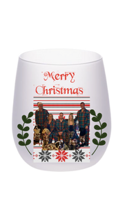 Frosted stemless wine glass with family photo