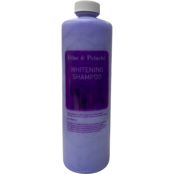 Bottle of dog whitening shampoo