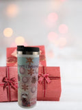 Tumbler with snowflake design and photo of dog