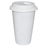 Blank ceramic coffee cup with lid