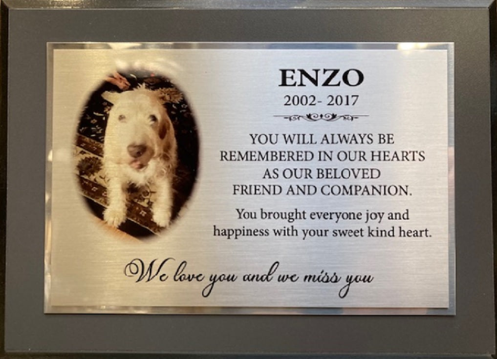 Dog Memorial Plaque Frise Peluche