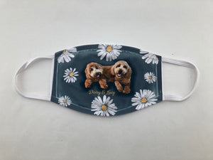 Facemask with two dogs and daisies