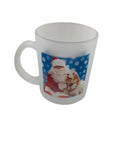 Frosted mug with photo of dog and Santa