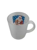 Frosted mug with photo of dog and Santa