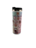 Tumbler with snowflake design and photo of dog