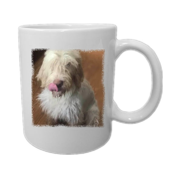 White mug with photo of dog