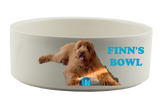 Dog food bowl with photo of dog