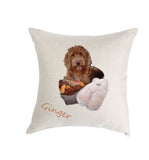 Pillow cover with photo of dog and dog name