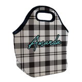 Plaid lunch bag with name