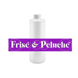 Blank bottle of dog shampoo and Frise & Peluche logo