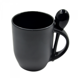 Blank black mug with spoon